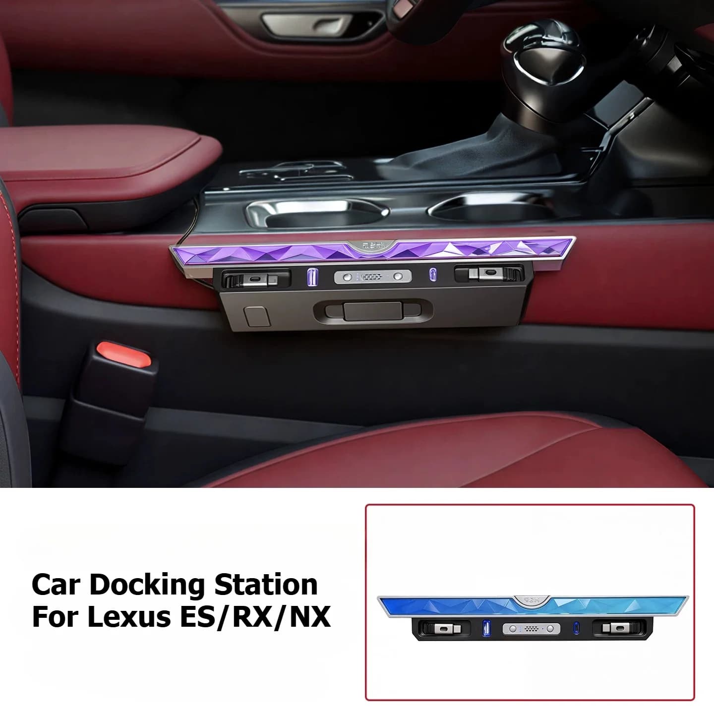 Car Docking Station Console Phone Charger with Fragrance Crystal Ambient Light For Lexus ES 2018-2026/RX 2023-2026 Accessories