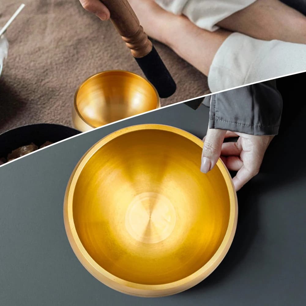 New Brass Buddha Sound Bowl Chanting Meditation Nepalese Mantra Bowl Leather Stick Handicraft Singing Bowl