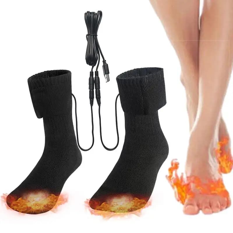 Calzini riscaldati ricaricabili USB Calzini riscaldati elettrici per febbre a temperatura costante Scaldapiedi sportivo addensato Calzino riscaldante elettrico