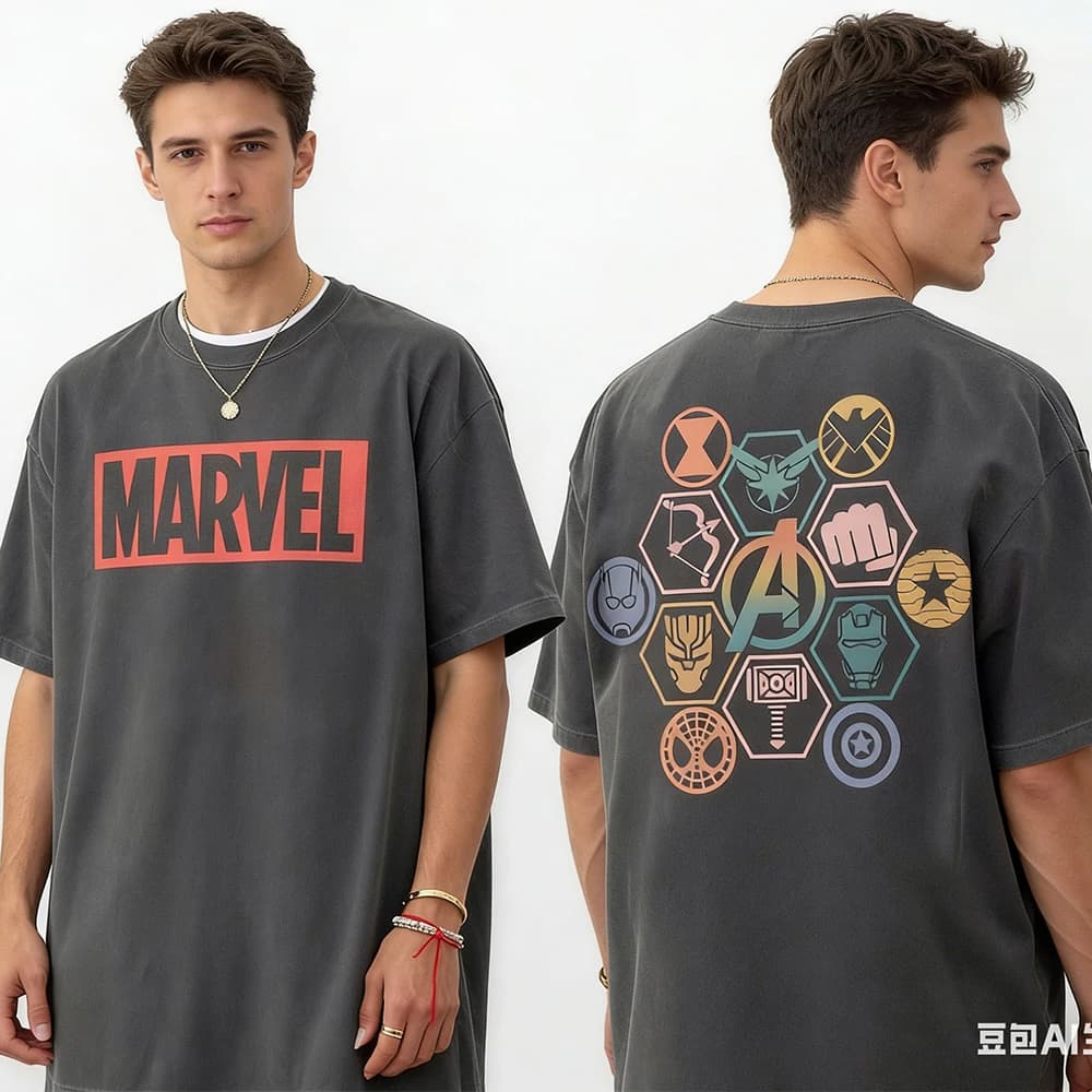 Maglietta estiva vintage con logo degli Avengers, maglietta Marvel, maglietta da supereroe, maglietta da uomo, in cotone, ampia, casual, sportiva, versatile