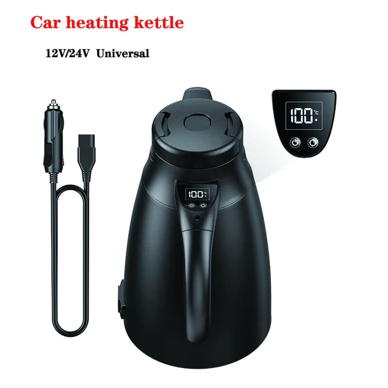 12V/24V Car Kettle Temperature Control LCD Portable Double Stainless Steel Bathtub Bottle Electric Car Kettle