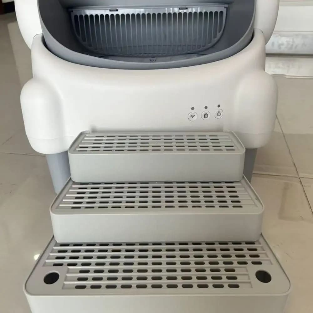 Plastic 3 Steps Cat Litter Box Ramp Adjustable Non Slip Cat Litter Stair Detachable Leak-proof Automatic Cat Toilet Feet Filter
