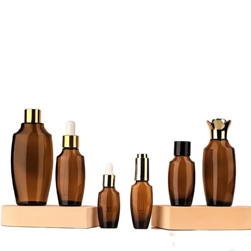 Flaconi contagocce ambrati flacone per Pipette marrone da 5ml-100ml flaconi in vetro per essenza di olio essenziale contenitore cosmetico con tappo antifurto