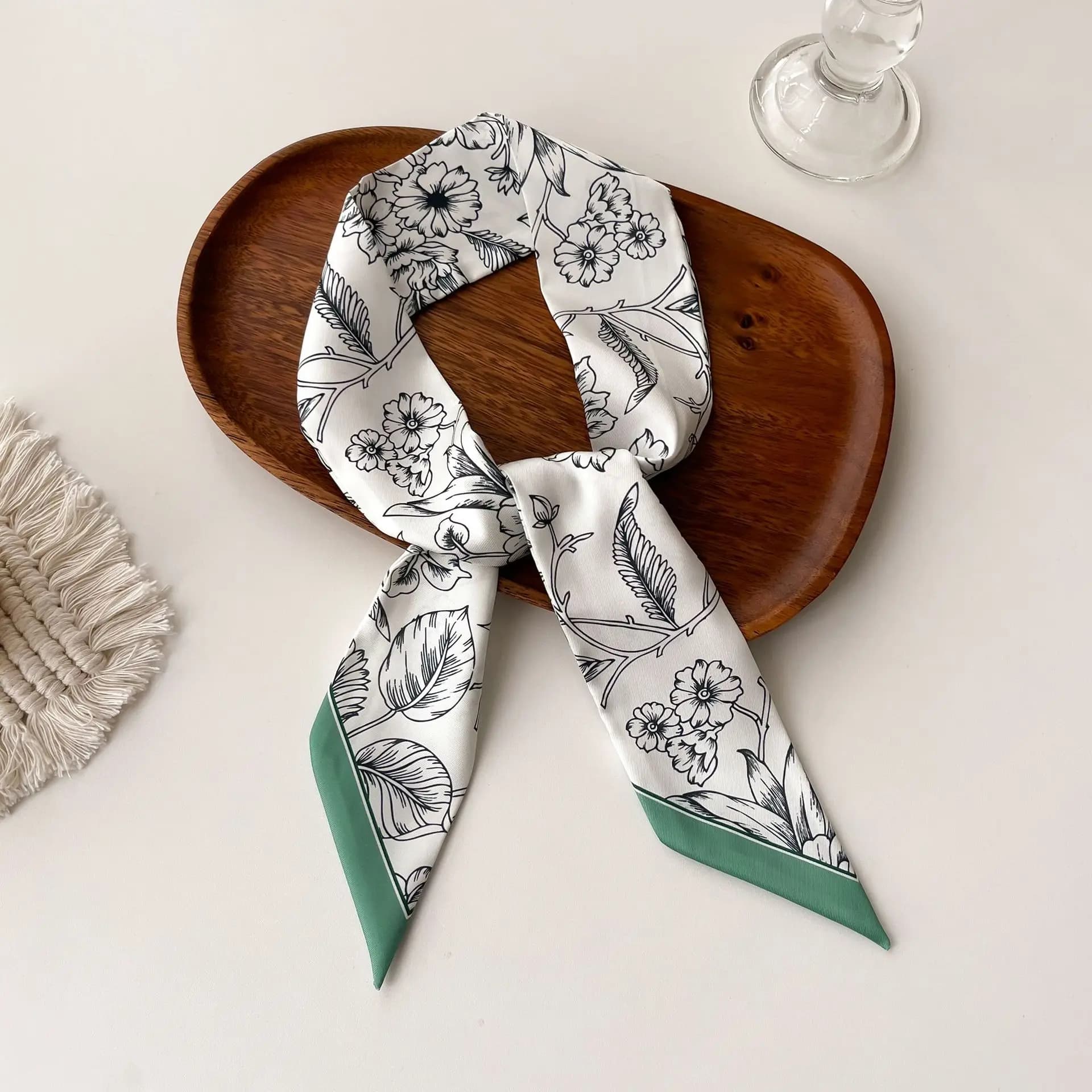 Sciarpa Lunga Estiva Stile Ins con Stampa Originale, Nastro Decorativo Versatile per Borsa e Foulard da Testa
