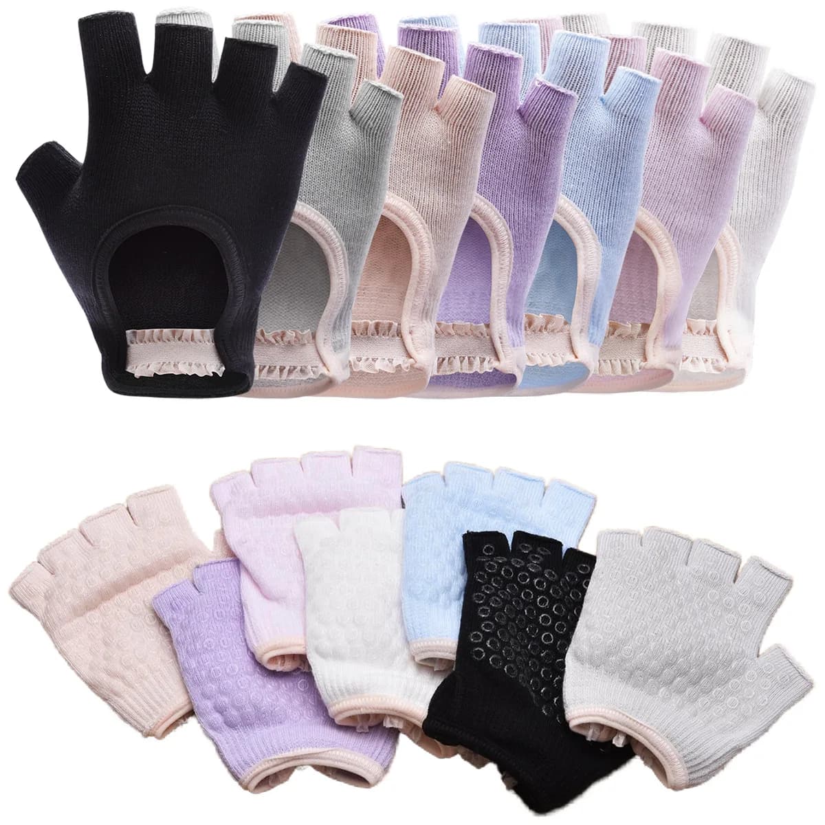 Guanti da donna mezze dita antiscivolo e resistenti all'usura per fitness, ciclismo, pilates e yoga