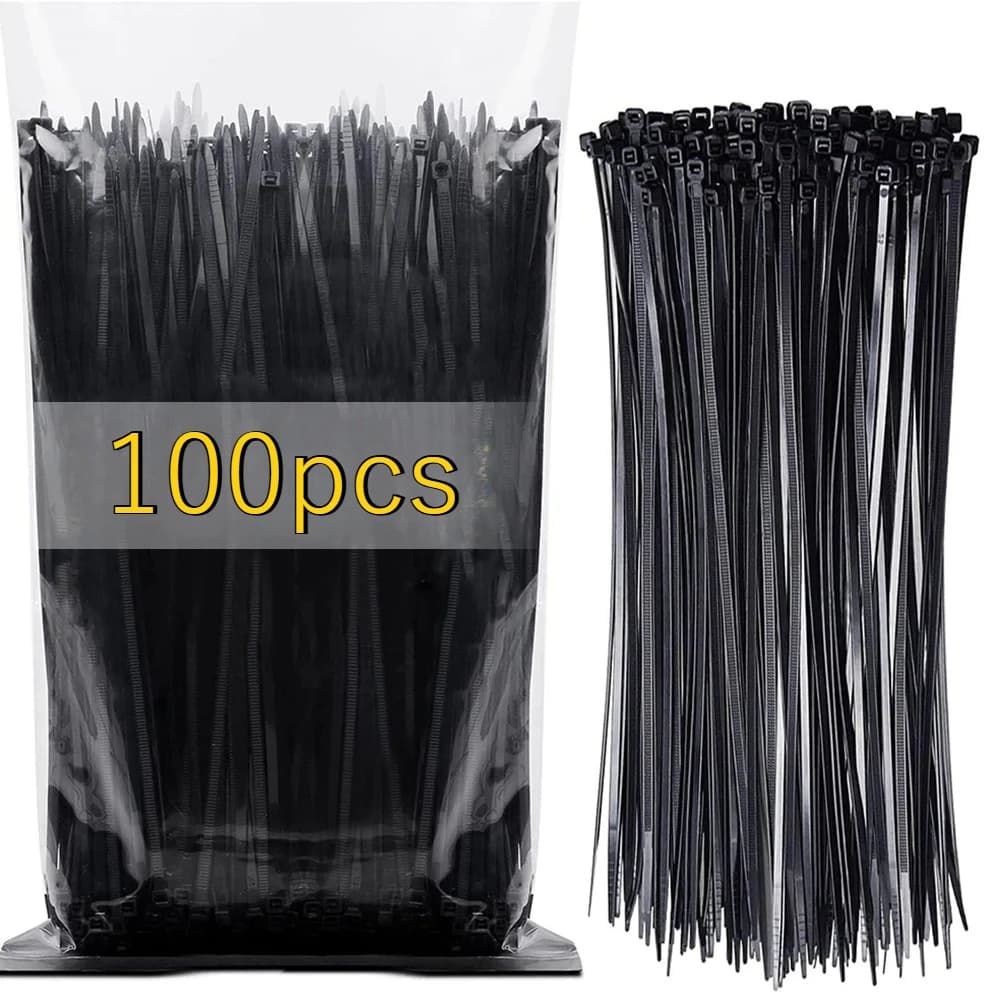 Fascette fermacavi in nylon da 100-200 pezzi, regolabili, autobloccanti, con anello di fissaggio, riutilizzabili, in plastica, per casa e ufficio