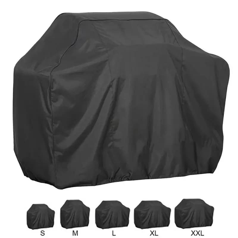 Black BBQ Cover Anti-Dust Waterproof Heavy Duty Grill Cover Rain Protective Round Rectangle Outdoor Barbecue Cover Accessories