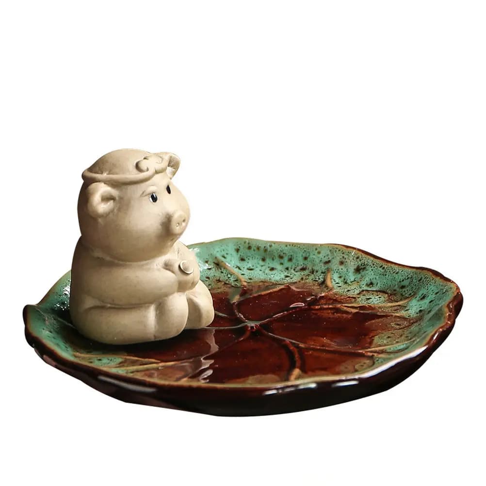 Bruciatore di incenso in ceramica a forma di maiale, fatto a mano, porta bastoncini di incenso per casa, ufficio, sala yoga, camera da letto, tempio, decorazione da scrivania, aroma per ambienti.
