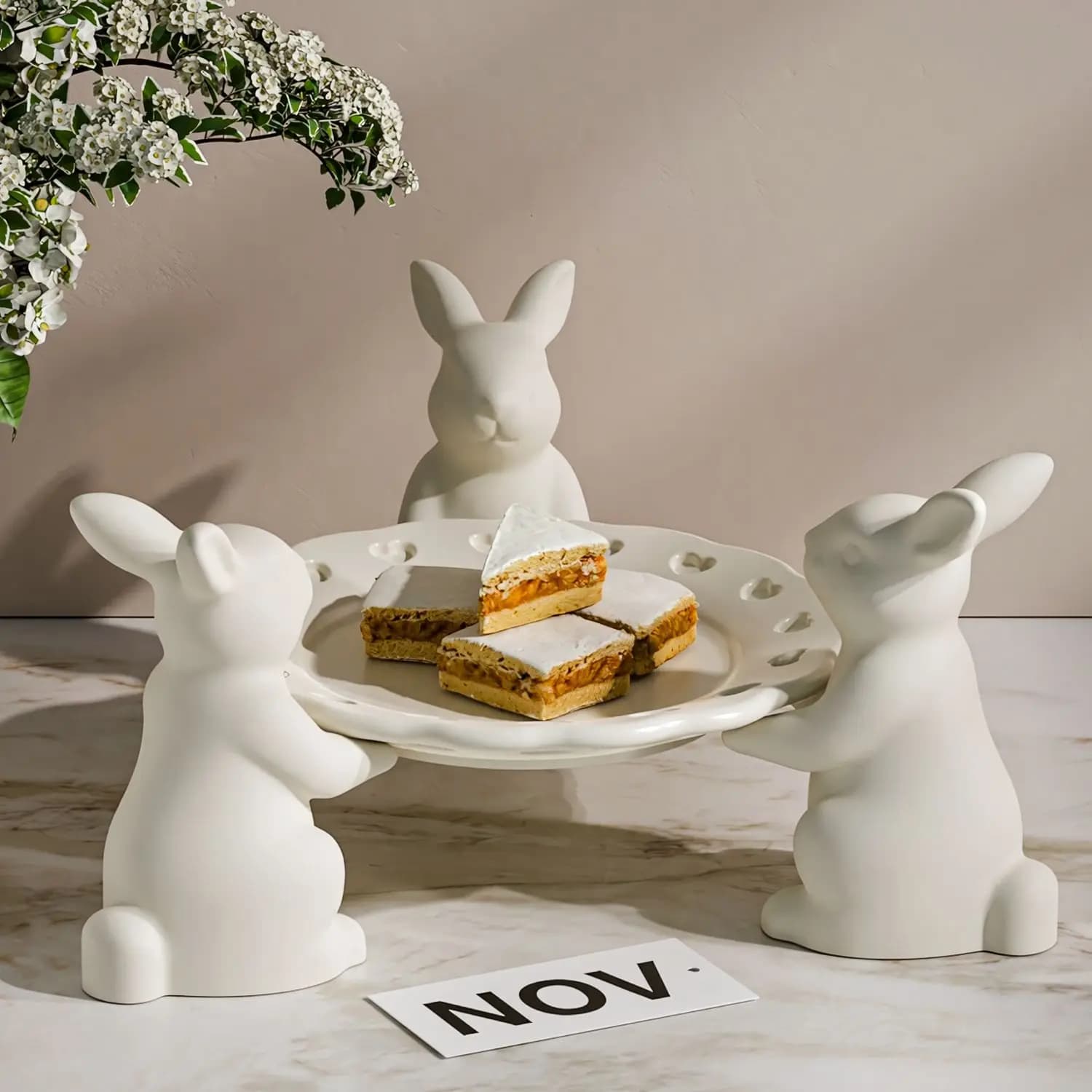 Stampo in Silicone per Vassoio Decorativo a Forma di Coniglio, per Resina Epossidica e Gesso, per Decorazioni da Tavolo e Artigianato