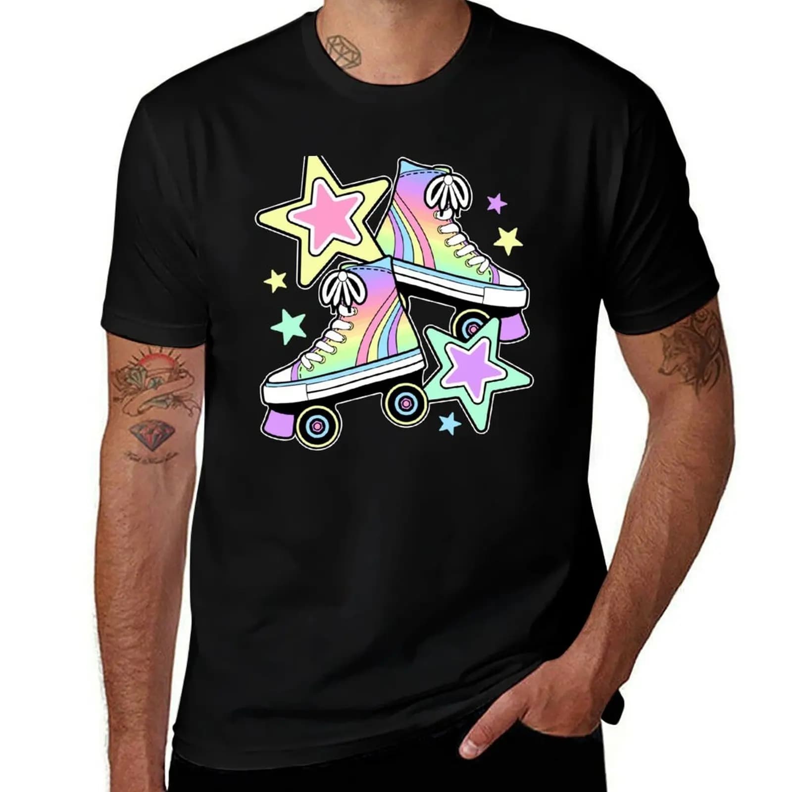 Roller skates rainbow pastel print T-Shirt Sun Block Outdoor T-Shirt