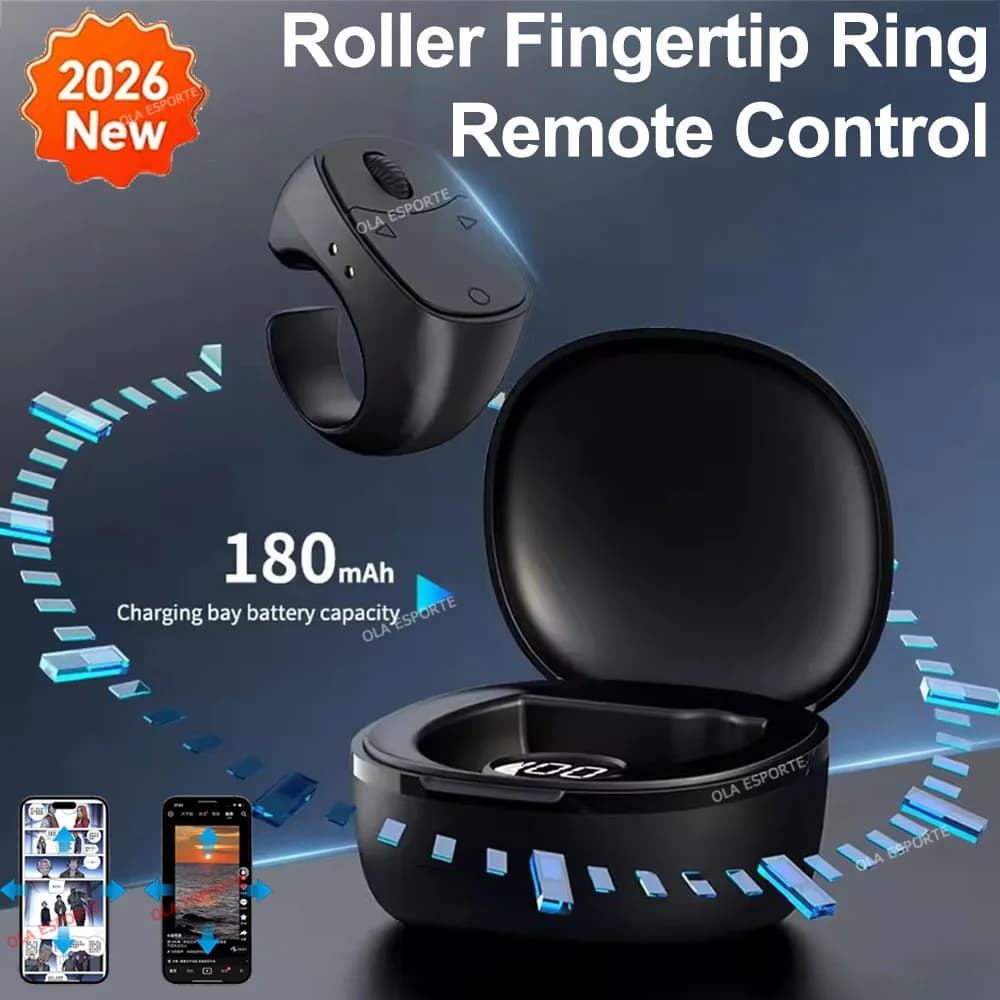 2026 Nuovo Touch & Roller Anello con punta delle dita Telecomando Wireless Bluetooth Mobile Selfie Mouse Video Girapagina automatico Navigazione