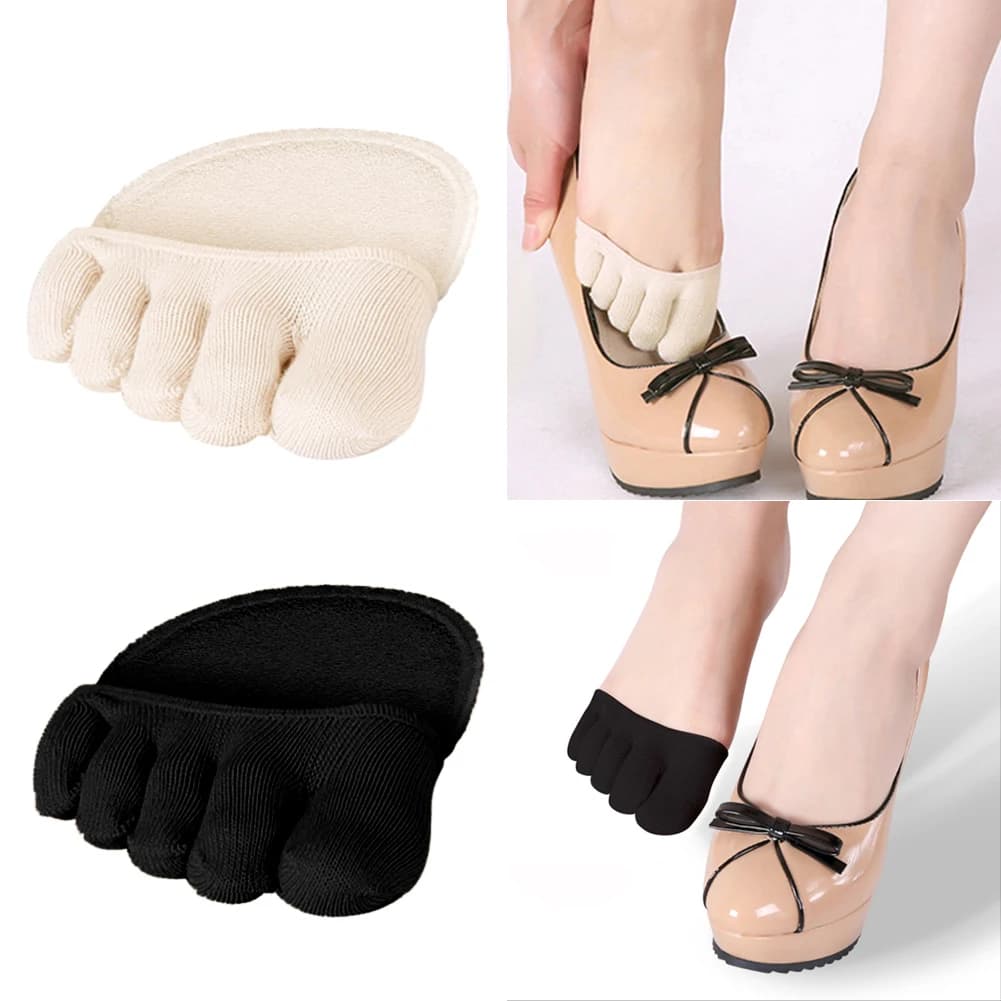 1/2/3 pairs of five fingers cotton socks half-sunk pads cushion support of the unscrew non-slip socks invisible relief from foot pain
