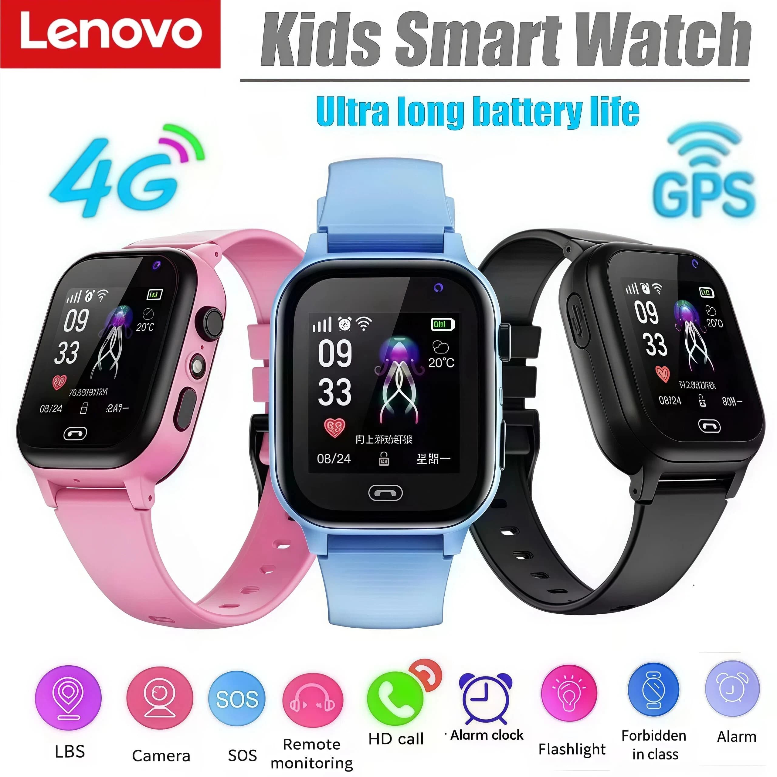 Xiaomi Kids Smartwatch 2G Orologio elettronico SOS Wifi Posizione GPS Videochiamata Scheda analogica Smartwatch Fotocamera Scuola impermeabile