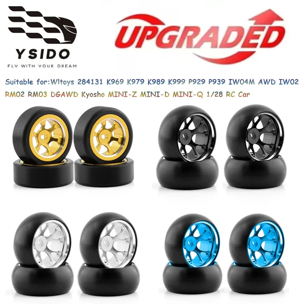 YSIDO 25 millimetri Drift Ruote Pneumatici Per Wltoys 1/28 k969 k979 k989 k999 P929 P939 iw04m iw02 rm02 rm03 dgawd MINI-Q KYOSHO RC Auto