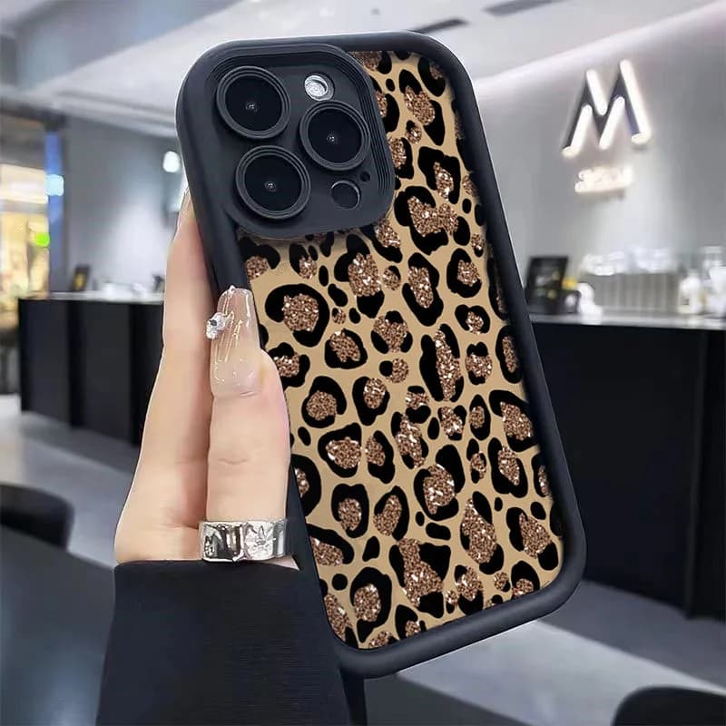 INS Leopard Print Phone Case For IPhone 14 13 15 16 17 Pro Max 11 12 PRO 8 7 Plus X XS XR SE 2 16E Shockproof Soft Back Cover