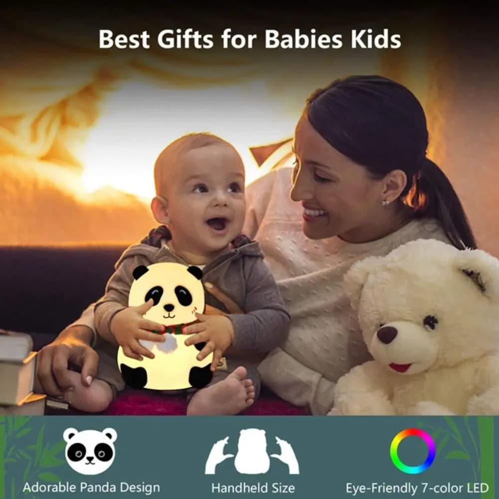 Simpatico colore variabile Panda Luce notturna Panda percussivo Patting Panda Lampada da scrivania Pat USB Lampada da tavolo dimmerabile Lampada per dormire per bambini