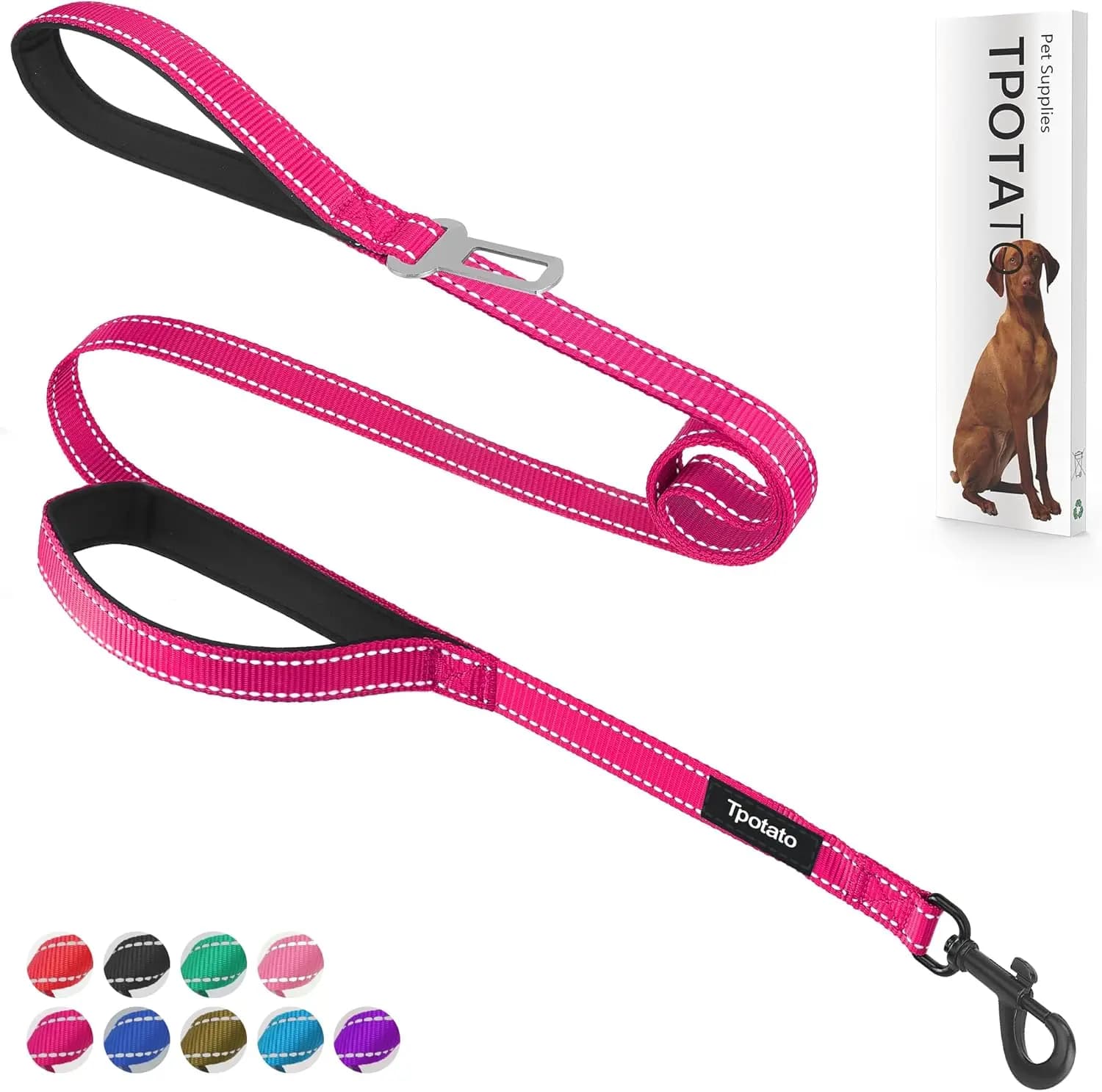 Guinzaglio per Cani Riflettente in Nylon da 6 Piedi con Impugnature Imbottite per Tutte le Razze, Addestramento e Passeggiate