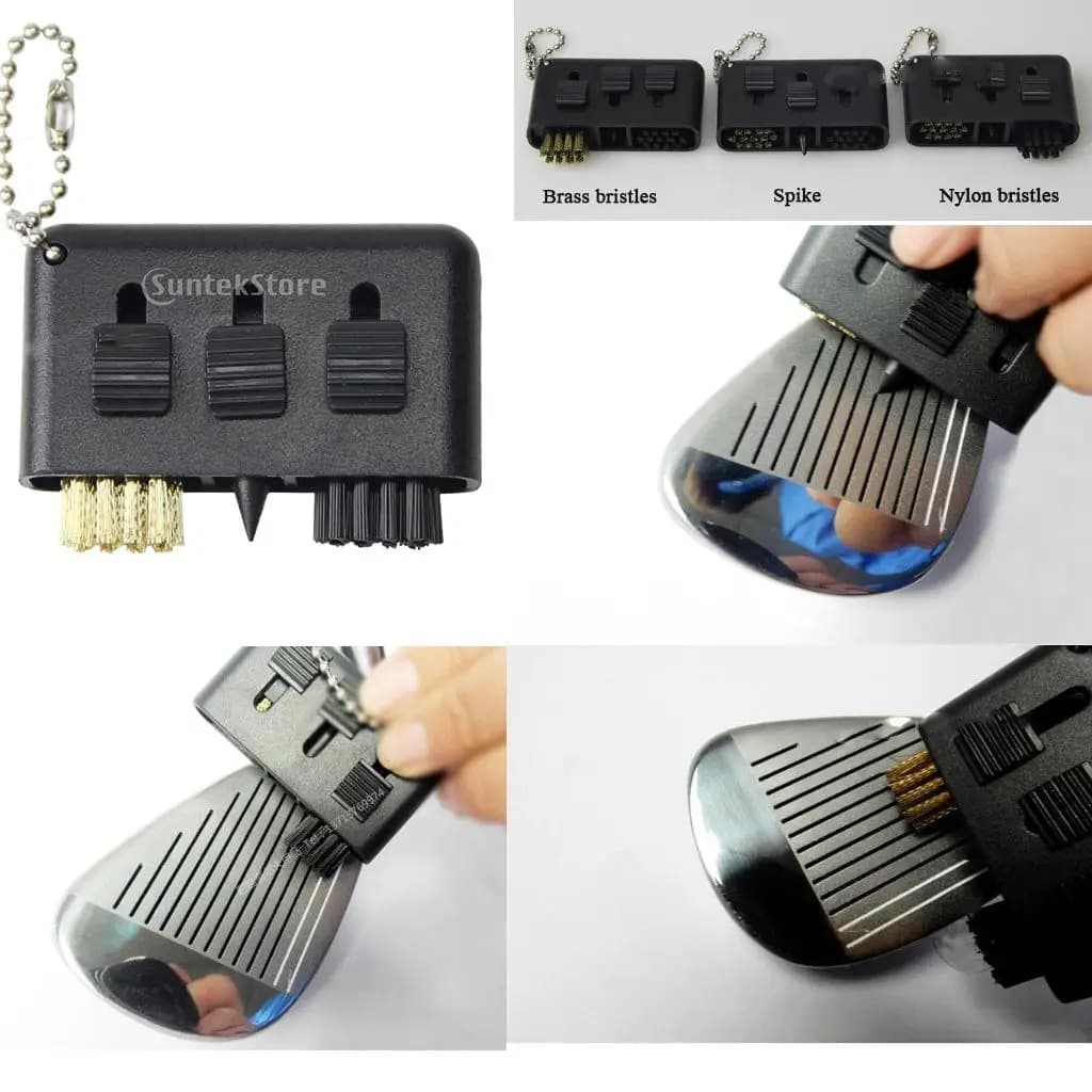 Strumento Multifunzionale per la Pulizia delle Mazze da Golf, Pulitore per Scanalature Tascabile, Spazzola per Grip e Scarpe