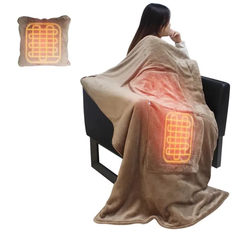 Coperta elettrica USB scialle indossabile invernale escursionismo all'aperto campeggio funzione di riscaldamento elettrico lavabile in acqua morbida