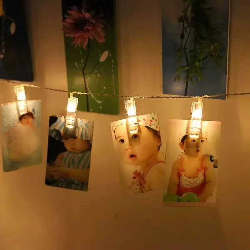 1.5-10m Photo Clip Fata String Lights Porta carte Lampada ghirlanda per Natale Festa di nozze Lucine decorazioni natalizie