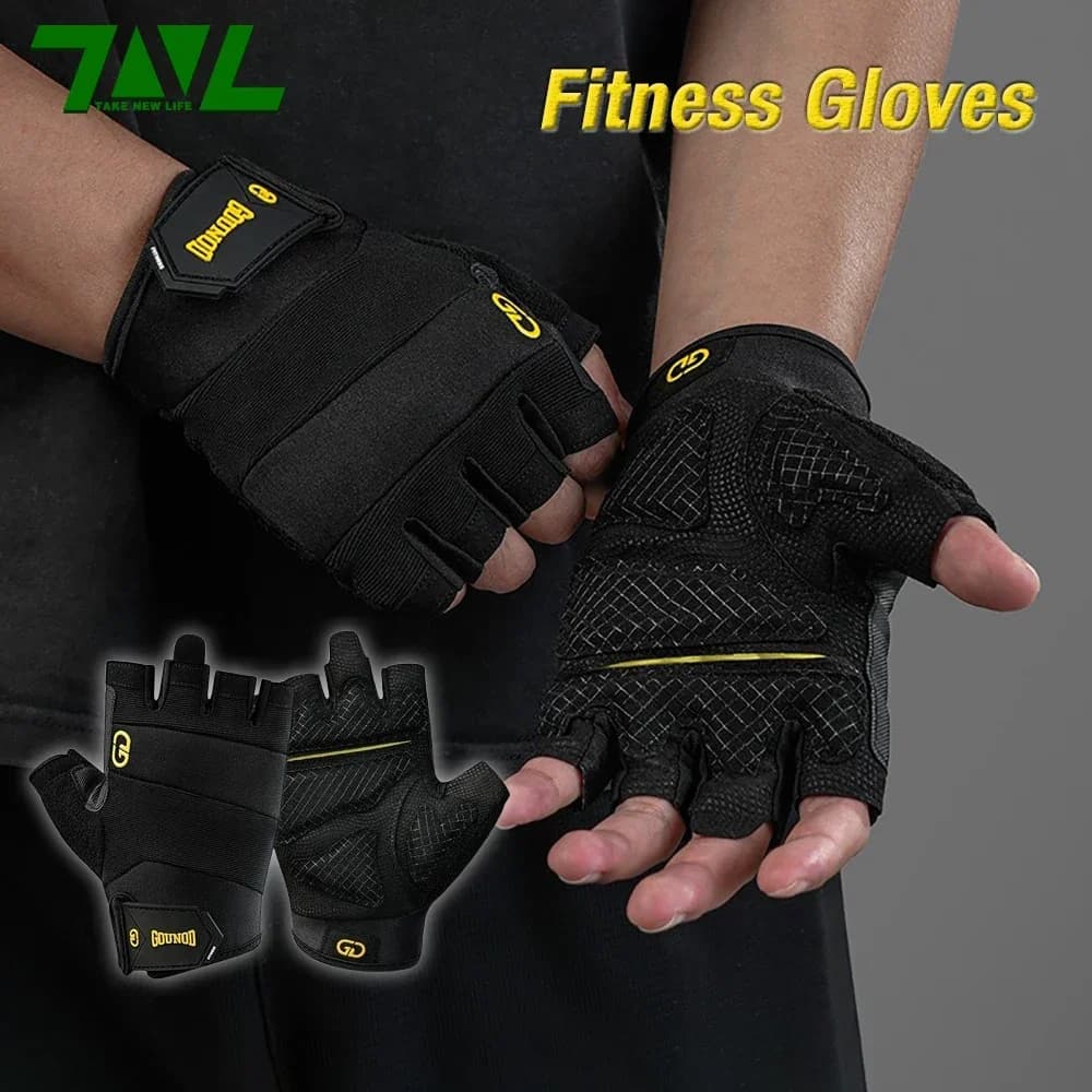 Professional gym fitness gloves with half fingers, breathable anti-slip handle, shock absorption for women, outdoor cycling gloves