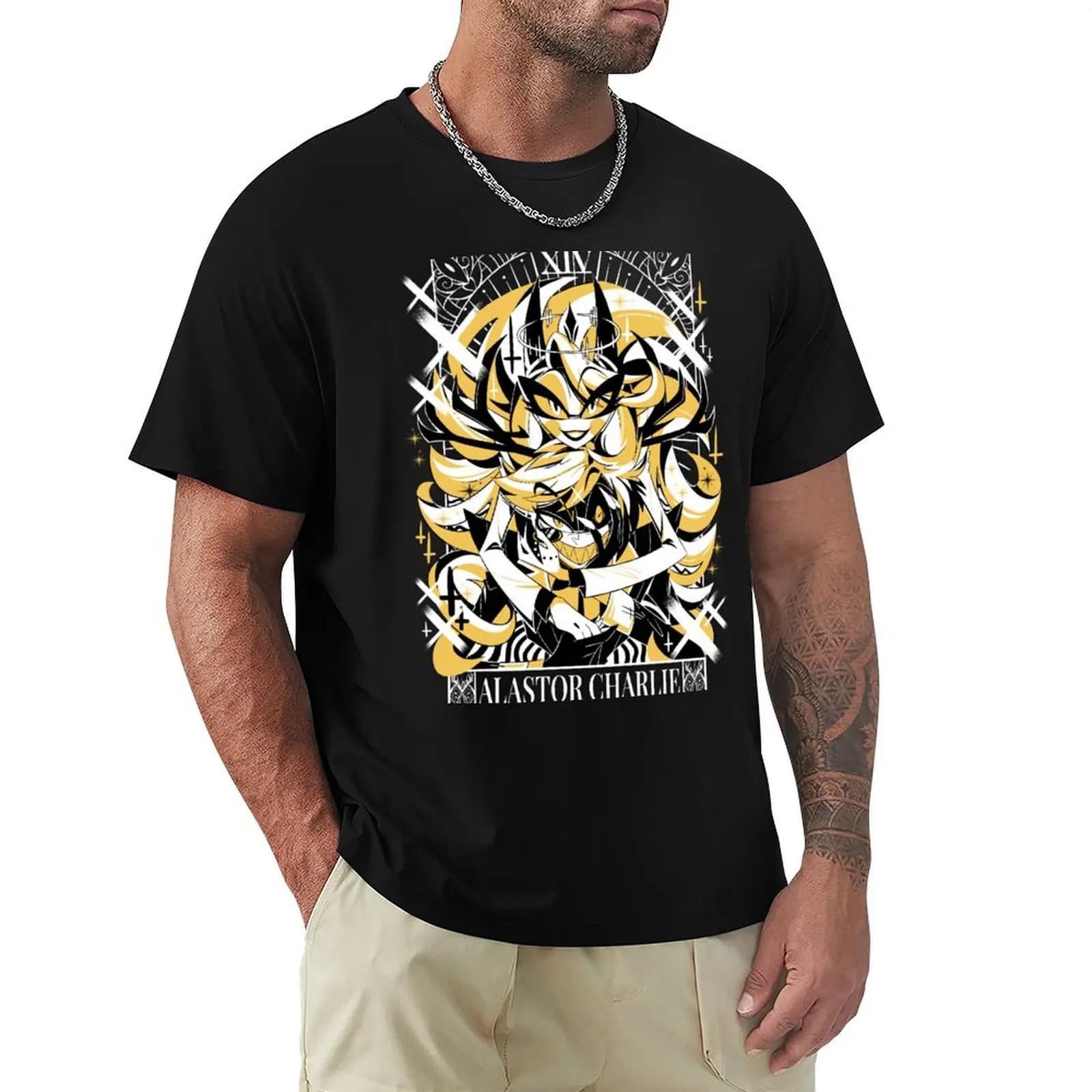 T-shirt Charlie + Alastor 2023 ispirata alle carte dei Tarocchi, collezione Halloween, Fanmerch, T-shirt sportiva leggera e basic
