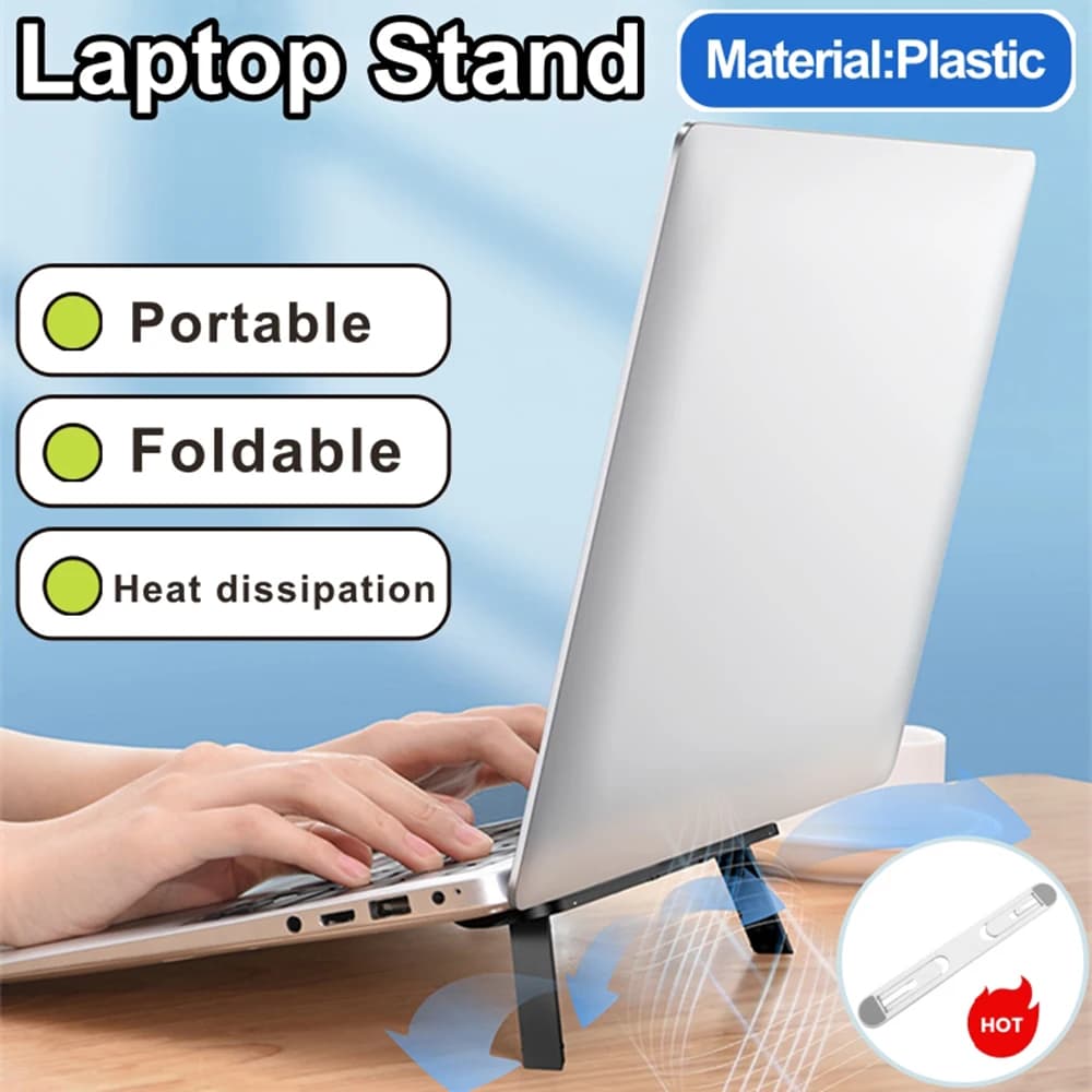 Portable Notebook Support Adjustable Riser Cooling Bracket Self Adhesive Invisible Folding Laptop Bracket for Laptop Tablet