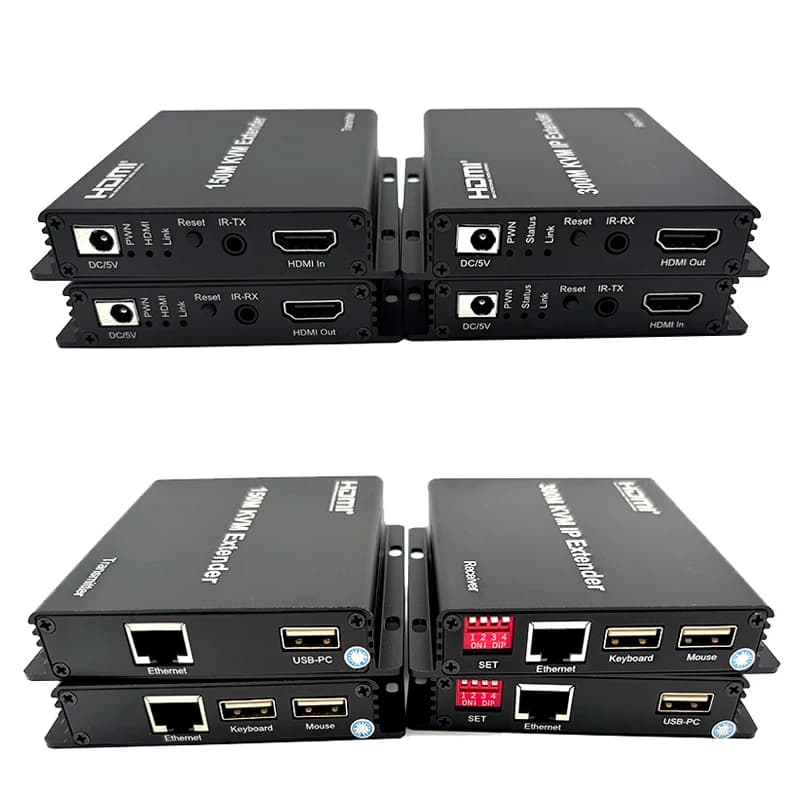 Extender KVM HDMI IP 300M su Cavo Ethernet Cat6, Trasmettitore e Ricevitore Video USB KVM 150m, Supporto per Mouse e Tastiera