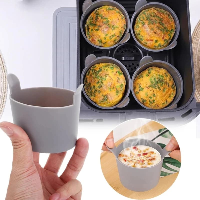 4pcs Air Fryer Silicone Egg Poacher Cups Silicone Egg Cooker Mold Baking Custard Tart Pie Cake Desserts Maker Silicone Basket