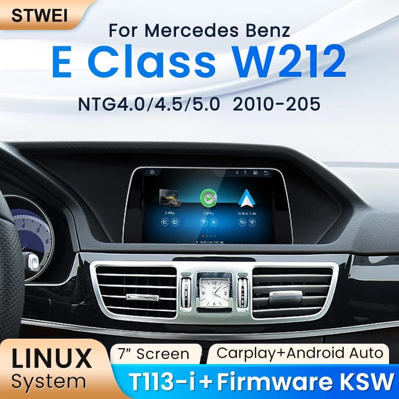 STWEI Linux System 7inch TouchScreen For Mercedes Benz E Class W212 S212 NTG4.0 4.5 5.0 Wireless CarPlay Android Auto Multimedia