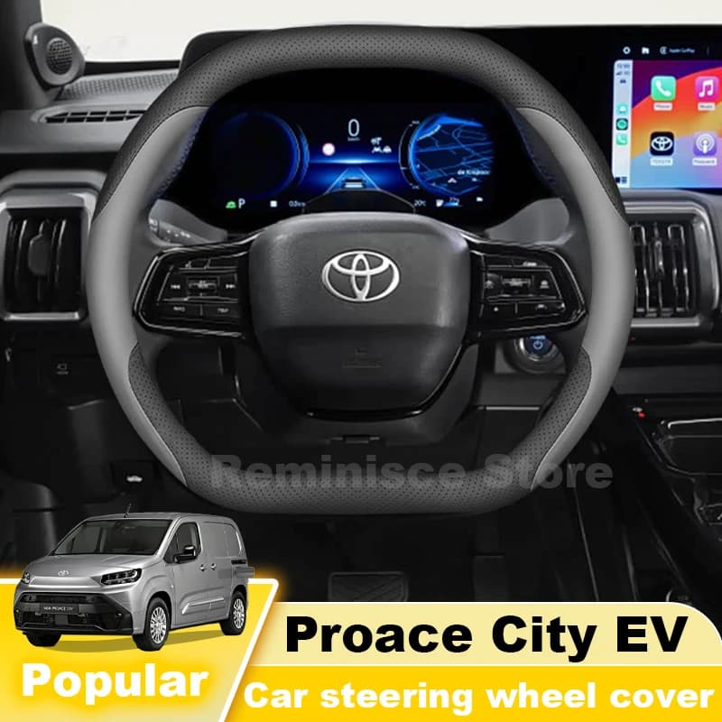 Nappa Leather Car Steering Wheel Cover For Toyota Proace City 2025-2027 Ultra Thin Non Slip Steering Wheel Cover Car Accessories