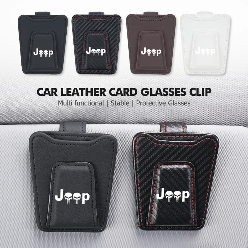 For Jeep Car Sun Visor Glasses Hanger Minimalist Card Sunglasses Clip Grand Cherokee Compass Patriot Renegade Wrangler