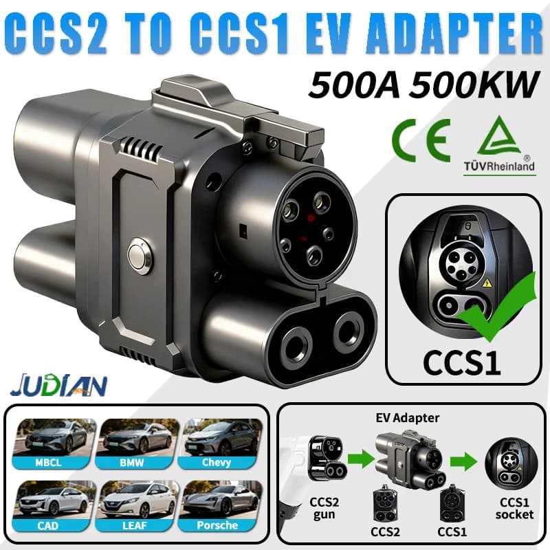 WEISHUN Adapter from CCS2 to CCS1 for Electric Vehicle Charger, CCS2 Charger Connector for CCS1 Electric Car Adapter