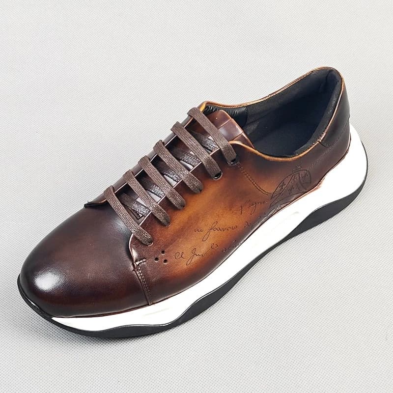 Scarpe eleganti da uomo oxford casual in vera pelle di vacchetta fatte a mano di lusso Scarpe da ginnastica piatte stringate con altezza crescente per uomo
