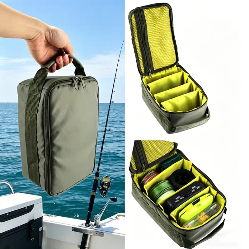 New Fishing Tackle Storage Bag Fishing Bag Portable Fishing Reel Gear Bag with 3 Adjustable Dividers for Spinning Baitcasting