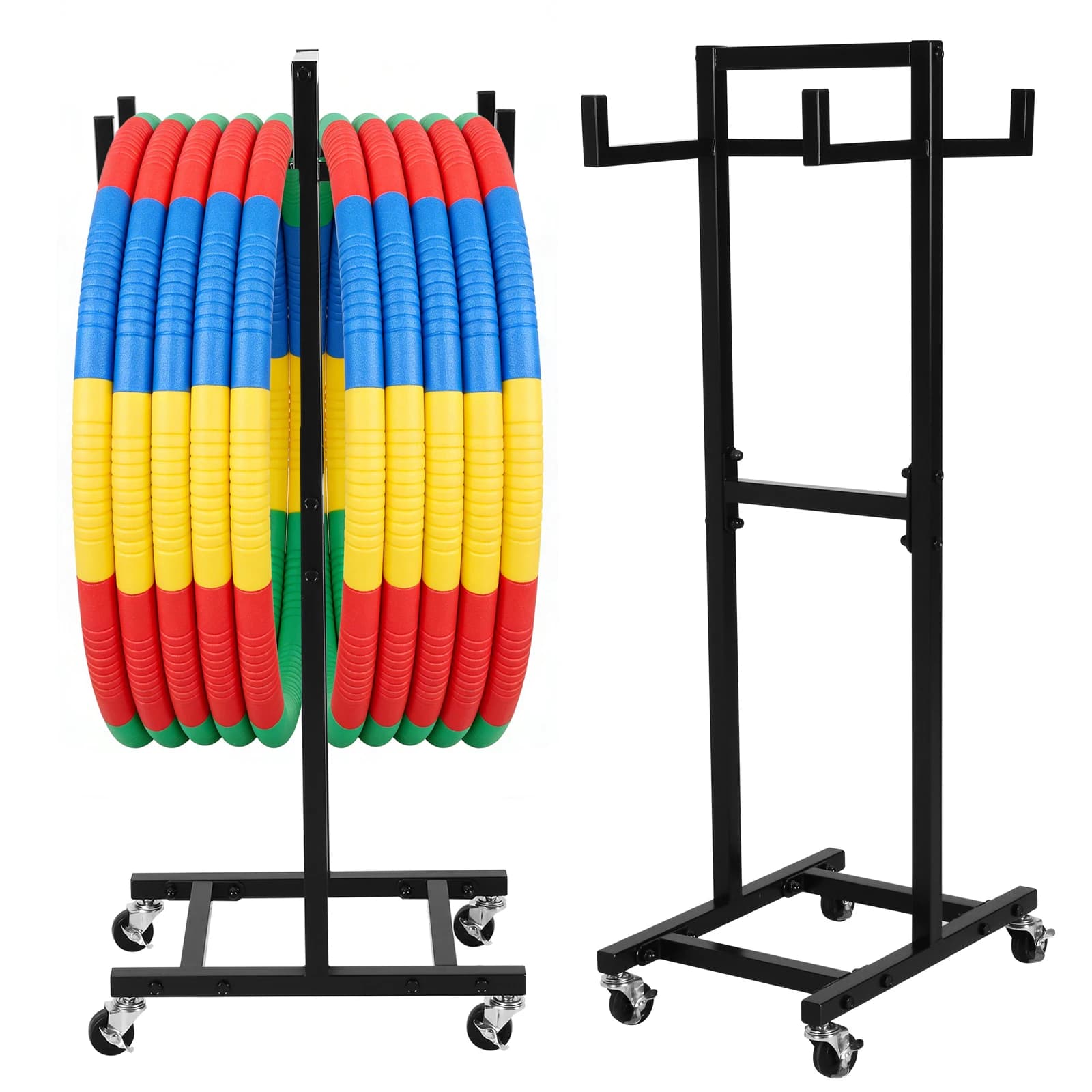 Support for 39.37 Gymnastic Rings with Wheels, Metal, Space Saving, for Jumping Corda and Gymnastic Rings, for Home, Gym, Office