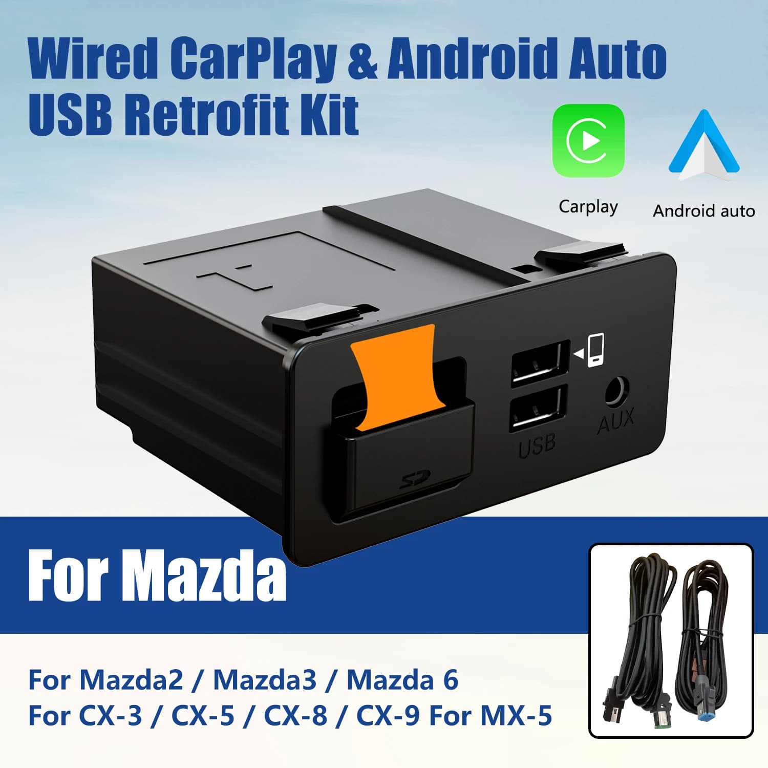 Kit retrofit hub multimediale USB per Mazda CarPlay e Android Auto, supporto Mazda 3/6/CX5/CX3/CX9/MX5-TK78 66 9U0C K1414 C922 V6 605A