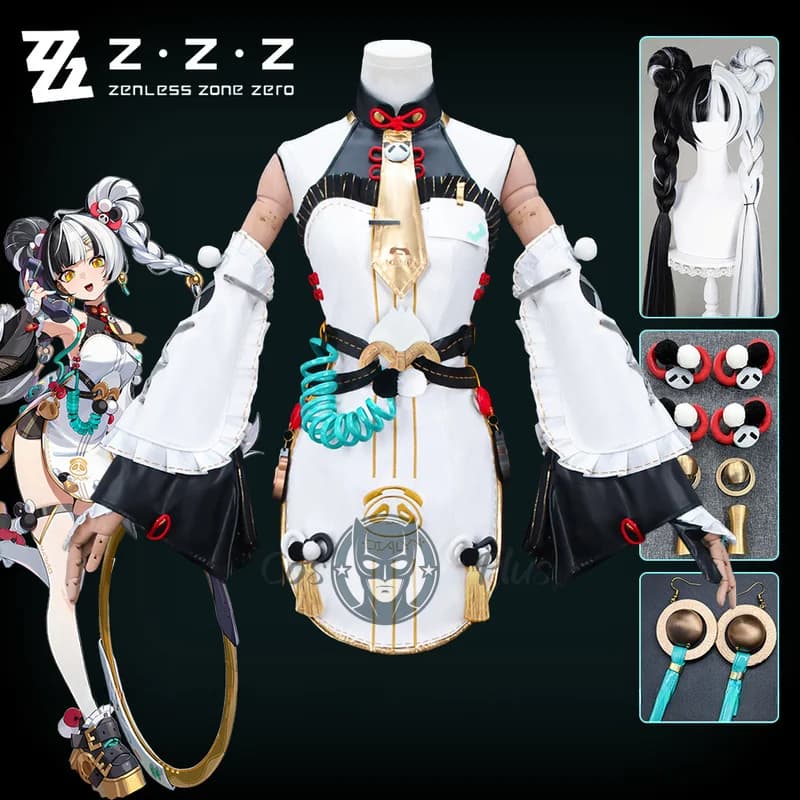 Zenless Zone Zero Dialyn Costume Cosplay Parrucca Abito Copricapo Orecchini Calzini Puntelli Carnevale di Natale per donne Ragazze Uomini Set completo