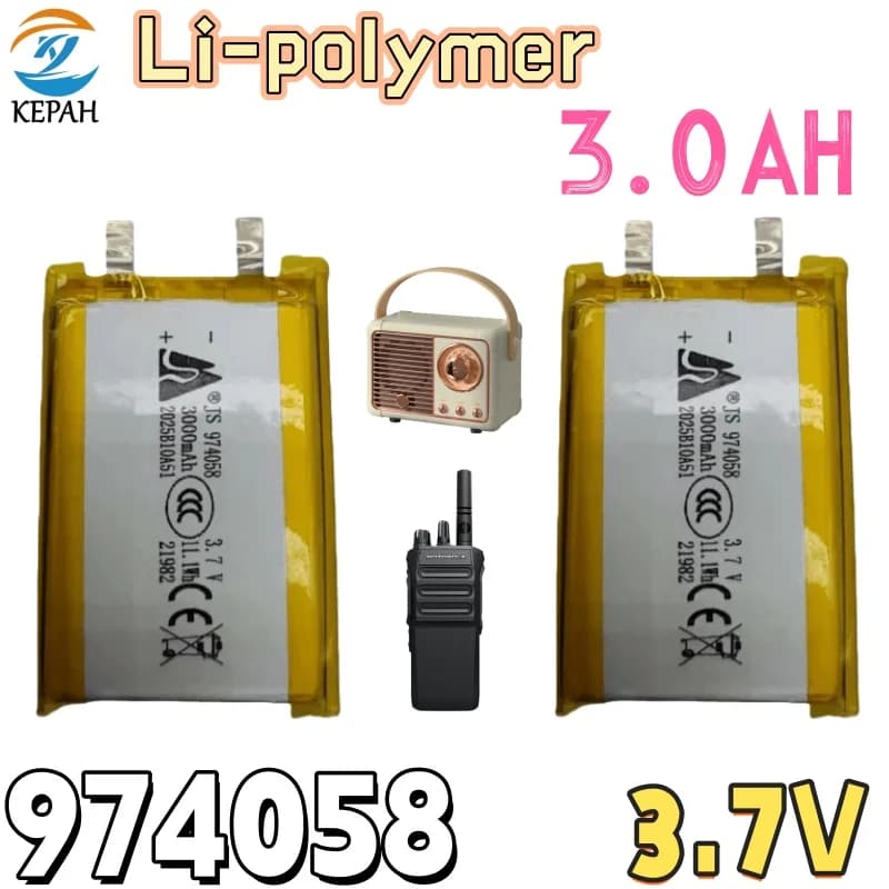 Batteria ricaricabile ai polimeri di litio da 3,7 V 3,0 Ah 974058 per fotocamere digitali, radio, DVD portatili, tablet, laptop, stampanti portatili