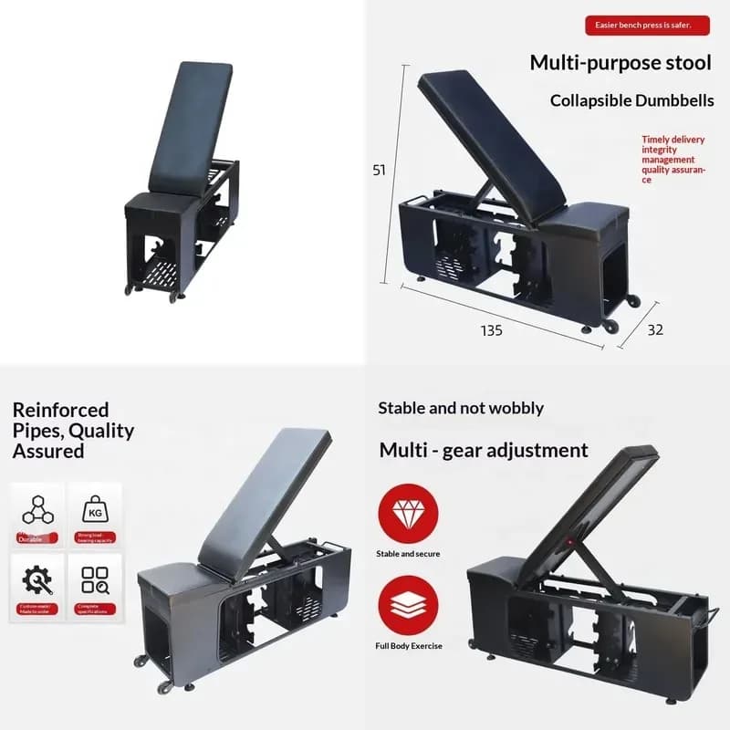 Adjustable Steel Storage Bench for Home Gym Commercial Grade for Sitting Dumbbells and Kettlebells
