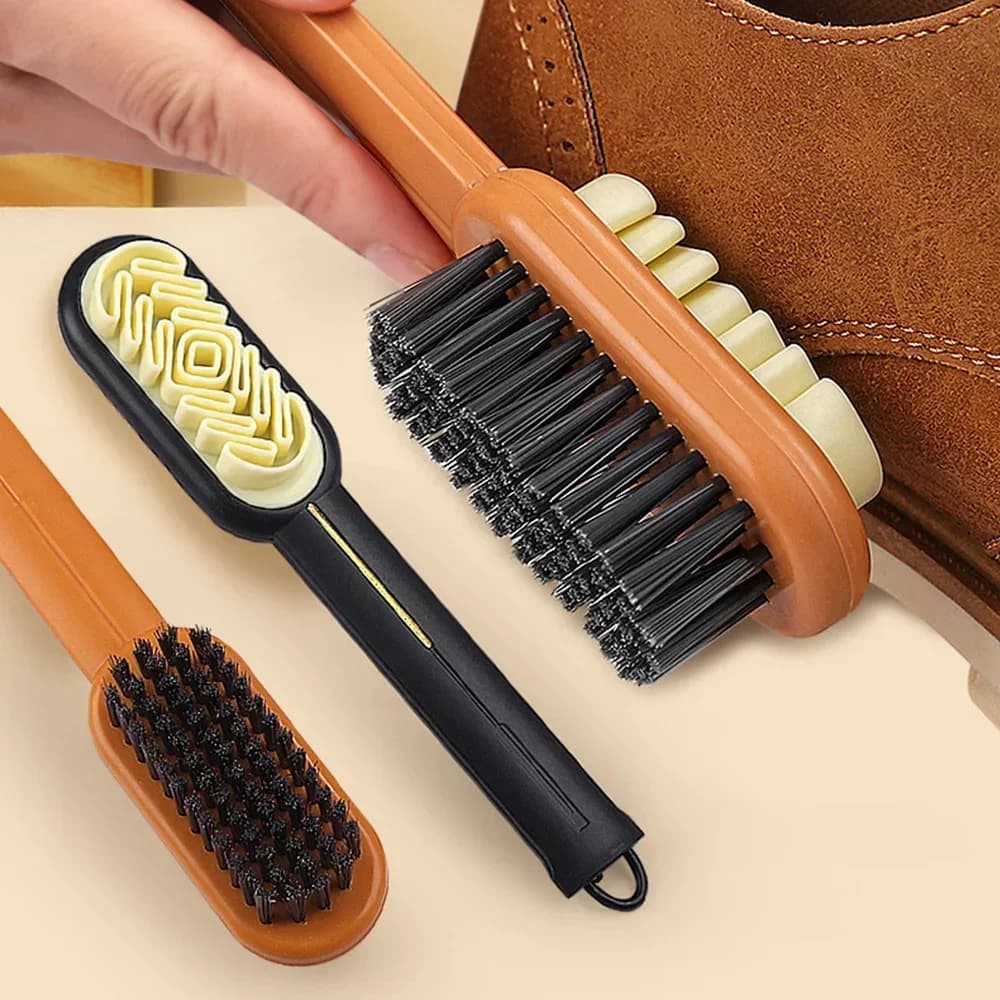 Set di Spazzole e Gomme per la Pulizia di Scarpe e Stivali con Manico Lungo, a Doppia Faccia, per Rimozione di Macchie e Polvere, per la Cura delle Calzature in Pelle Scamosciata