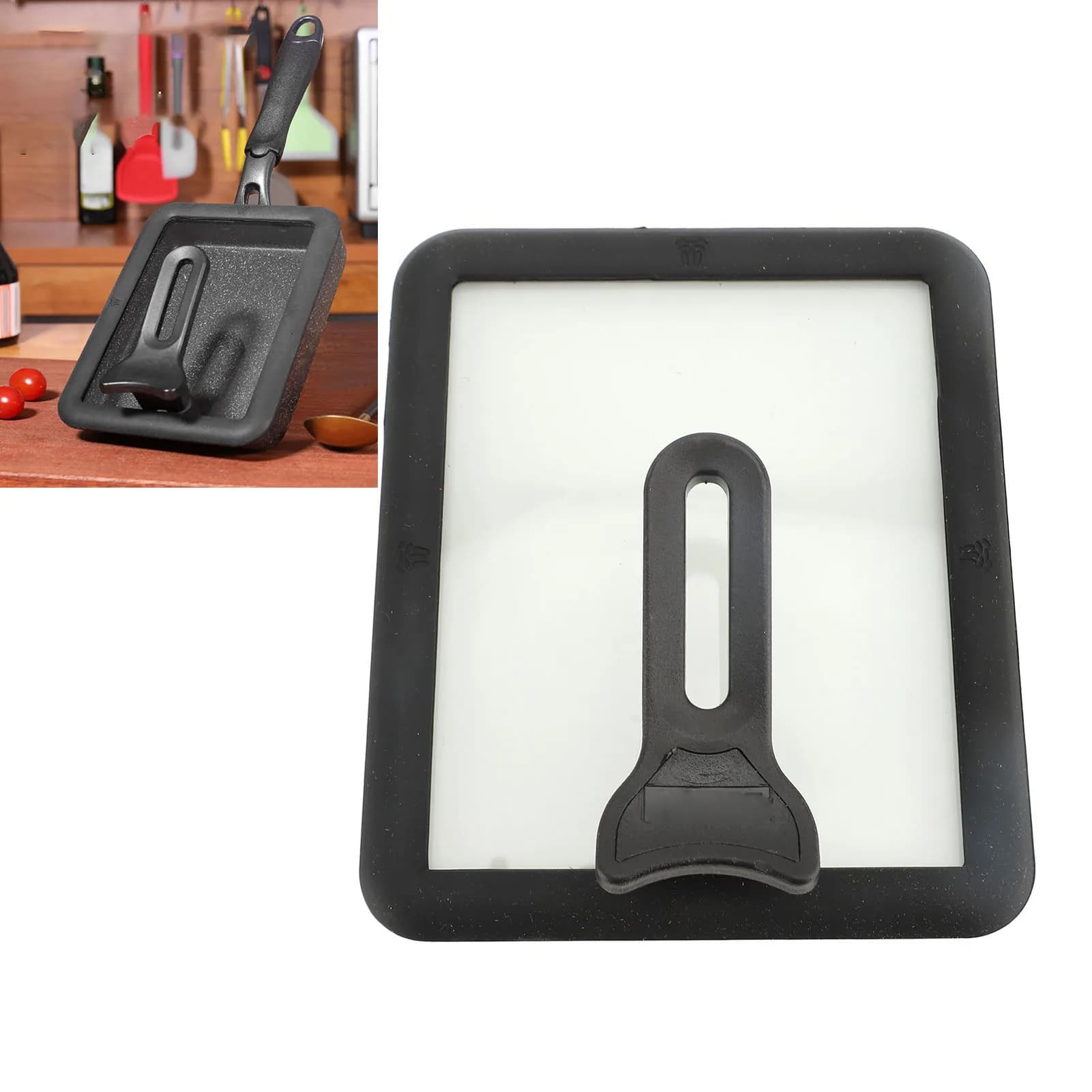 1PC Glass Resistant To Heat Japanese Frittata Pan Cover Thickened Cover Visible With Silicone Edge Easy To Clean For Eggs Panel