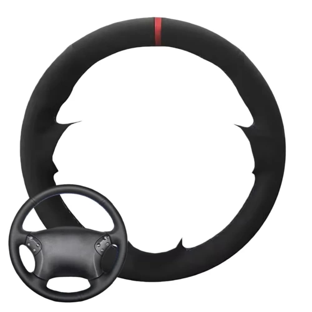 Accessori per auto Coprivolante in pelle scamosciata morbida e traspirante nera cucita a mano per Mercedes Benz W203 Classe C 2001-2007