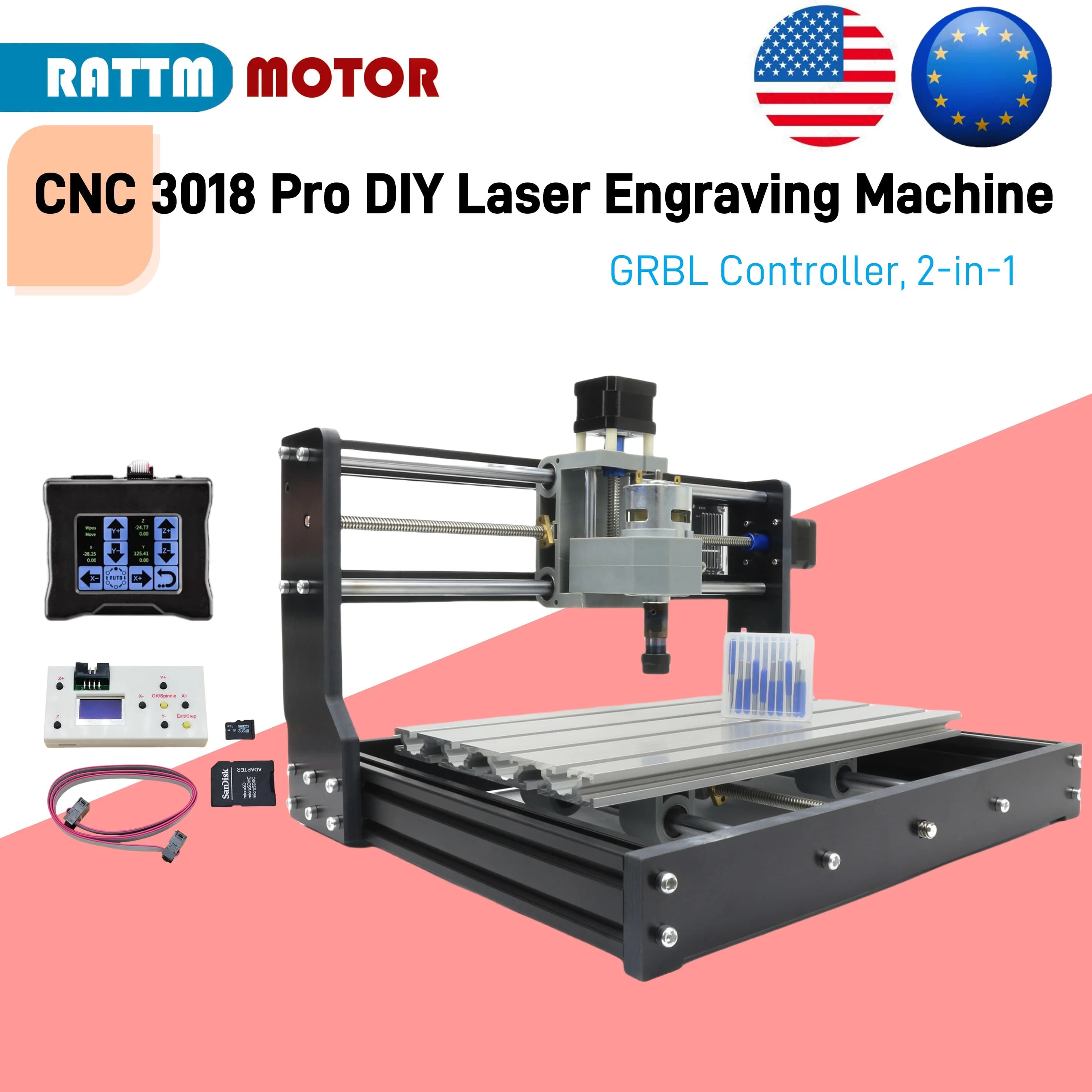 【EU/US】CNC 3018 Pro GRBL Macchina per incisione laser fai da te Macchina CNC Fresatrice per PCB Router di legno Incisore Router di CNC 3 assi
