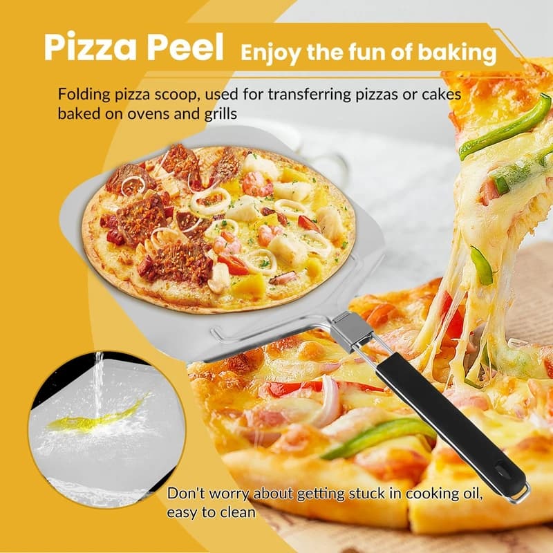 A51M-Buccia per pizza pieghevole in alluminio per pietra per pizza, pala per pizza professionale per uso domestico per cuocere pizza e torte su forno e grill