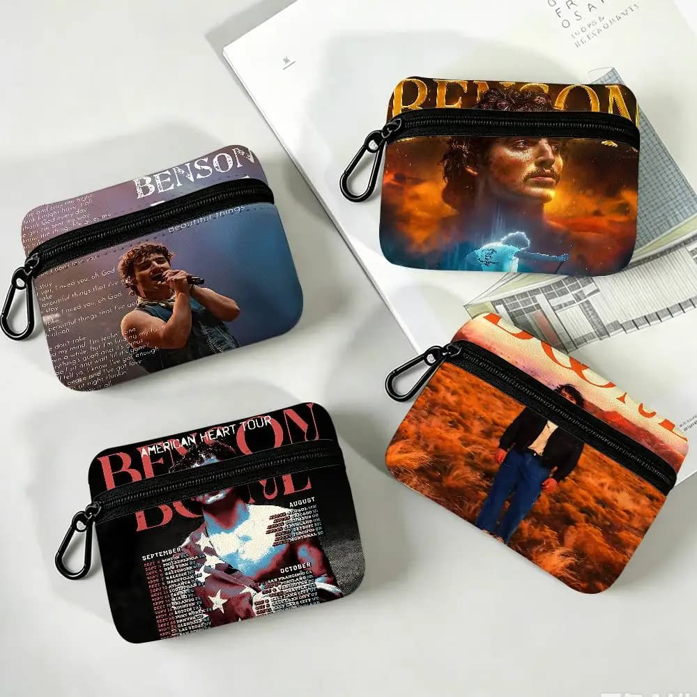 Singer B-Benson Boone Portable Oxford Fabric Mini Wallet Carabiner Design Small Coin Bag For Cards Keys Earphones