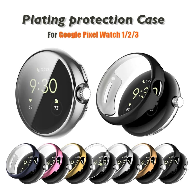 Custodia di classe placcatura per Google Pixel Watch 3 2 1 Proteggi schermo in vetro temperato a copertura totale Smart Watch Shell per Pixel Watch