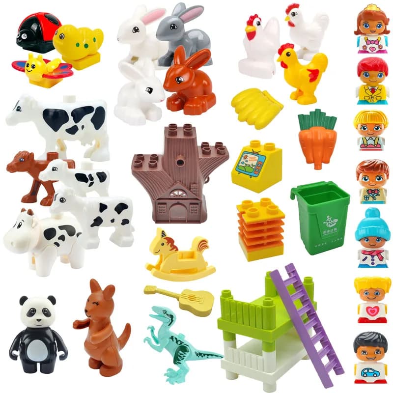Modello assemblato per bambini Compatibile con grandi blocchi di costruzione Parti Figura Parco giochi Cucina di animali Giocattolo educativo per regalo per bambini
