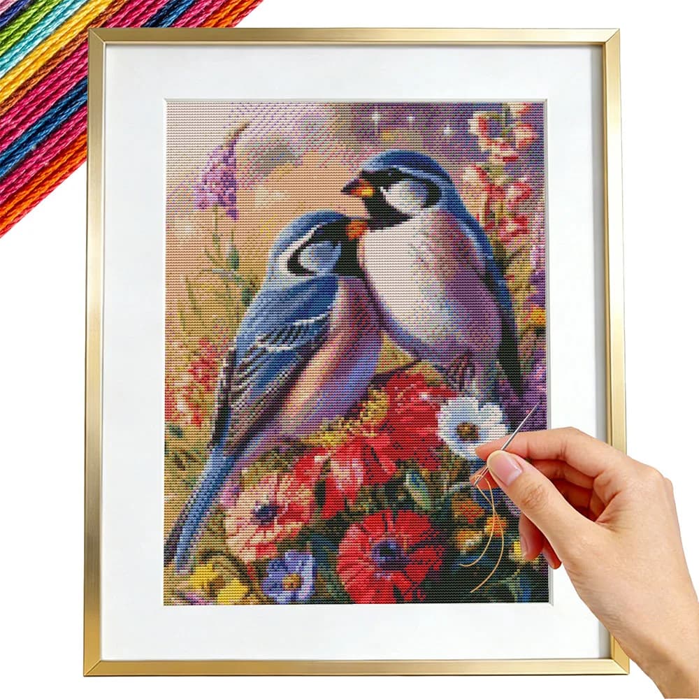 Kit Punto Croce Uccello Animale Fatto a Mano 11CT Set Ricamo Margherita Fiori Hobby Creativi Quadri Decorativi Arte per la Casa