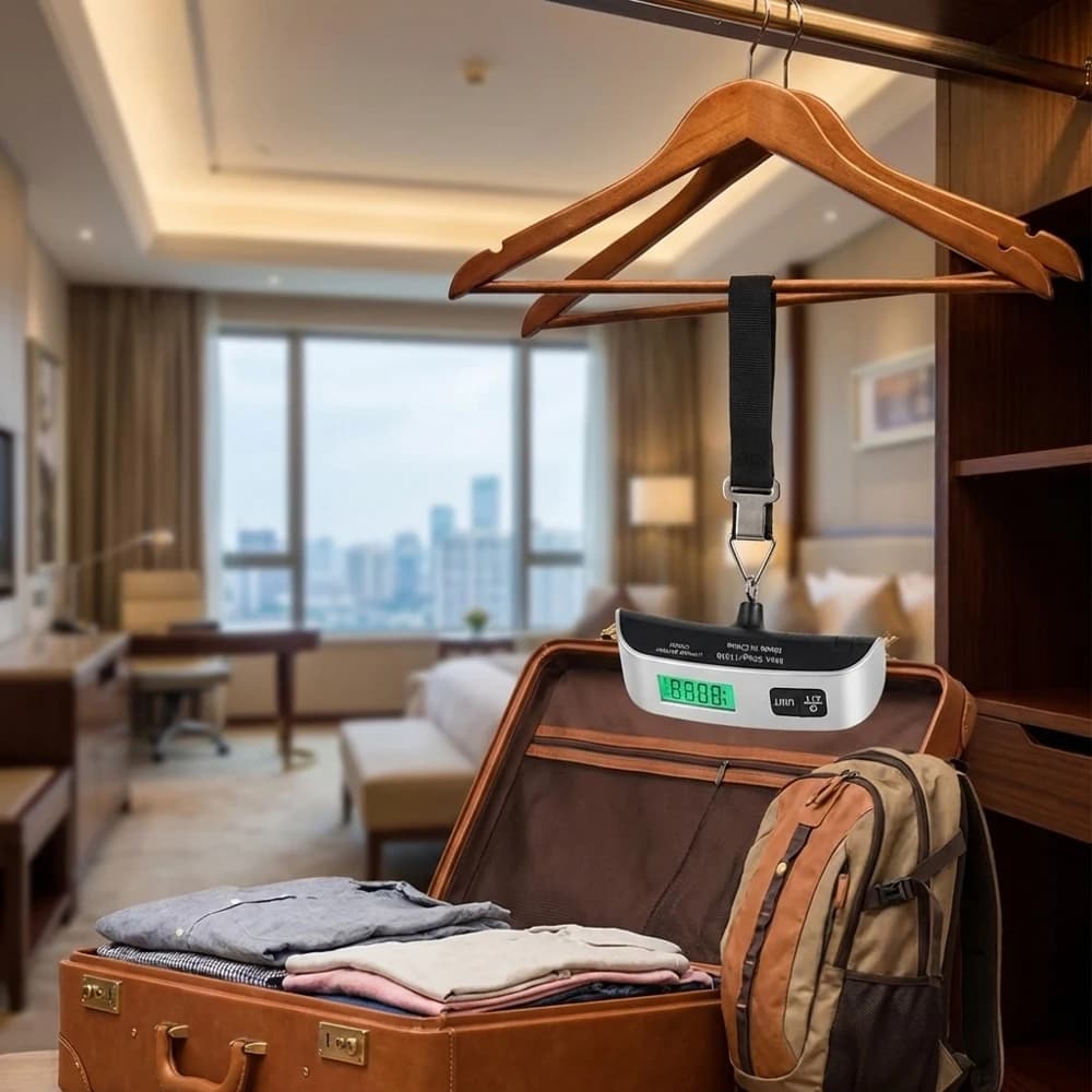 Bilancia Digitale Portatile con Display LCD per Valigie, 110lb/50kg, Strumento Elettronico per Pesare Bagagli da Viaggio